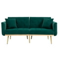 thumbnail image 2 of Luccalily Accent Bed Sofa,Velvet Leisure Sleeper Comfy Sofa Couch with 2 Throw Pillow, Accent Sofa Recliner,with 5 Rose Golden Metal Legs,Mid-Century Modern Velvet loveseat Sofa for Living Room, 2 of 14