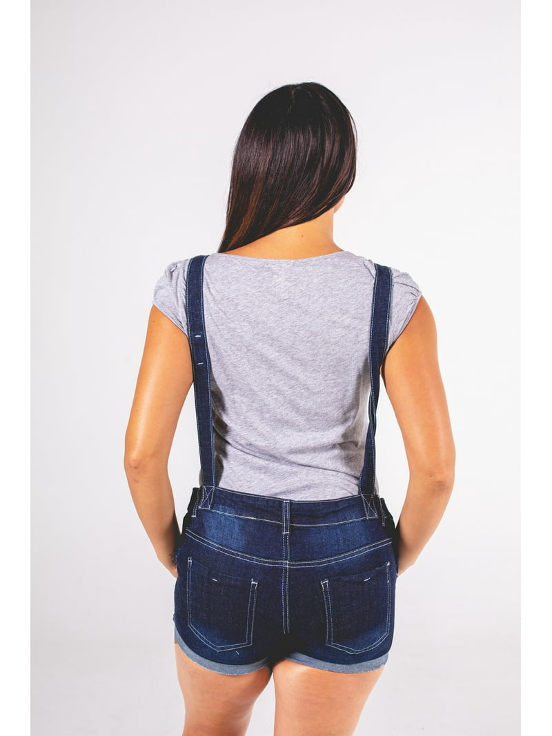 Women's Summer Stretch Denim Dungaree Girls Pinafore Play Shorts