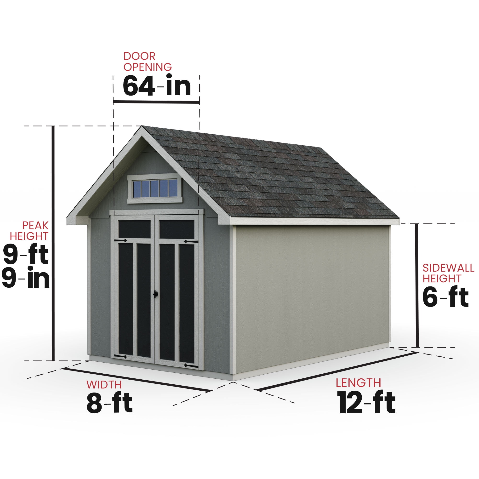 Handy Home Products Tribeca 8 ft. x 12 ft. Wood Storage Shed (Floor Included)