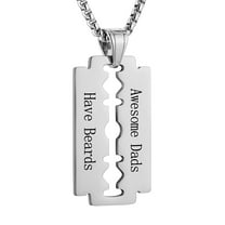 HZMAN Razor Blade Model Dog Tag Pendant Stainless Steel Engraved Awesome Dads for Father Men Hip Hop Rock Necklace Jewelry Gift