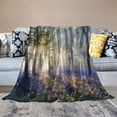 thumbnail image 2 of WYYP Forest Purple Lavender Pictures Flannel Bed Blanket Lightweight White, 2 of 6