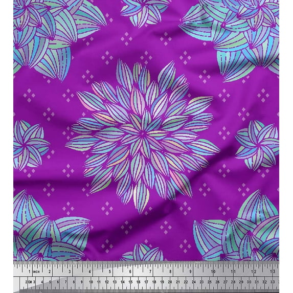 Soimoi Purple Moss Georgette Fabric Artistic Floral Printed Craft Fabric by the Yard 42 Inch Wide