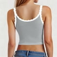 thumbnail image 4 of BUIGTTKLOP Camisole Tops for Women with Built in Bra Lace Spaghetti Strap Sleeveless Shirts Sqaure Neck Ribbed Knit Crop Tank Tops, 4 of 6