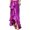 Purple, variant on Glossy Satin Ruffle Split Maxi Skirt Women Elastic Waist Belly Dance Performance Practice Costume Bottom 1PC M-L