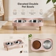 thumbnail image 6 of Stainless Steel Double Pet Bowl with Raised Wood Stand, Elevated Dog and Cat Feeder for Neck Protection, Spill-Proof Tray and Non-Slip Base, Rust-Resistant Food and Water Bowls, 1PC, 6 of 8