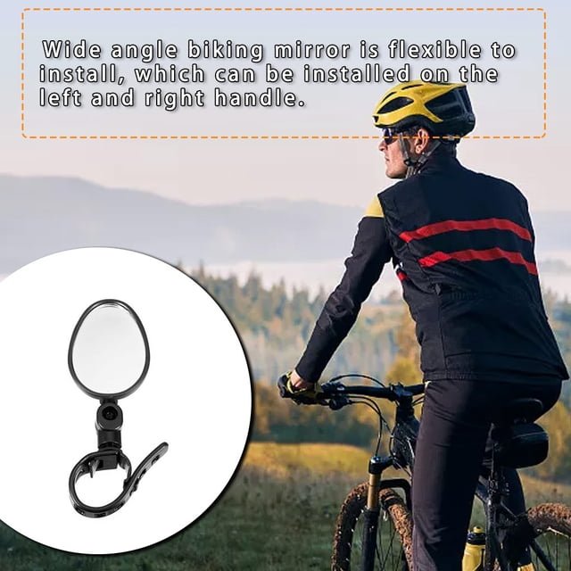 Handlebar Bike Mirror Bicycle Rearview Lens Wide-angle Safety Bicycle Rearview Mirror for Mountain Road Biking, Acrylic