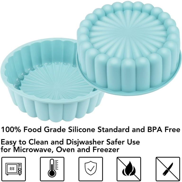 Zukuco 8 inch Round Cake Pans, Silicone Molds for Baking, Nonstick