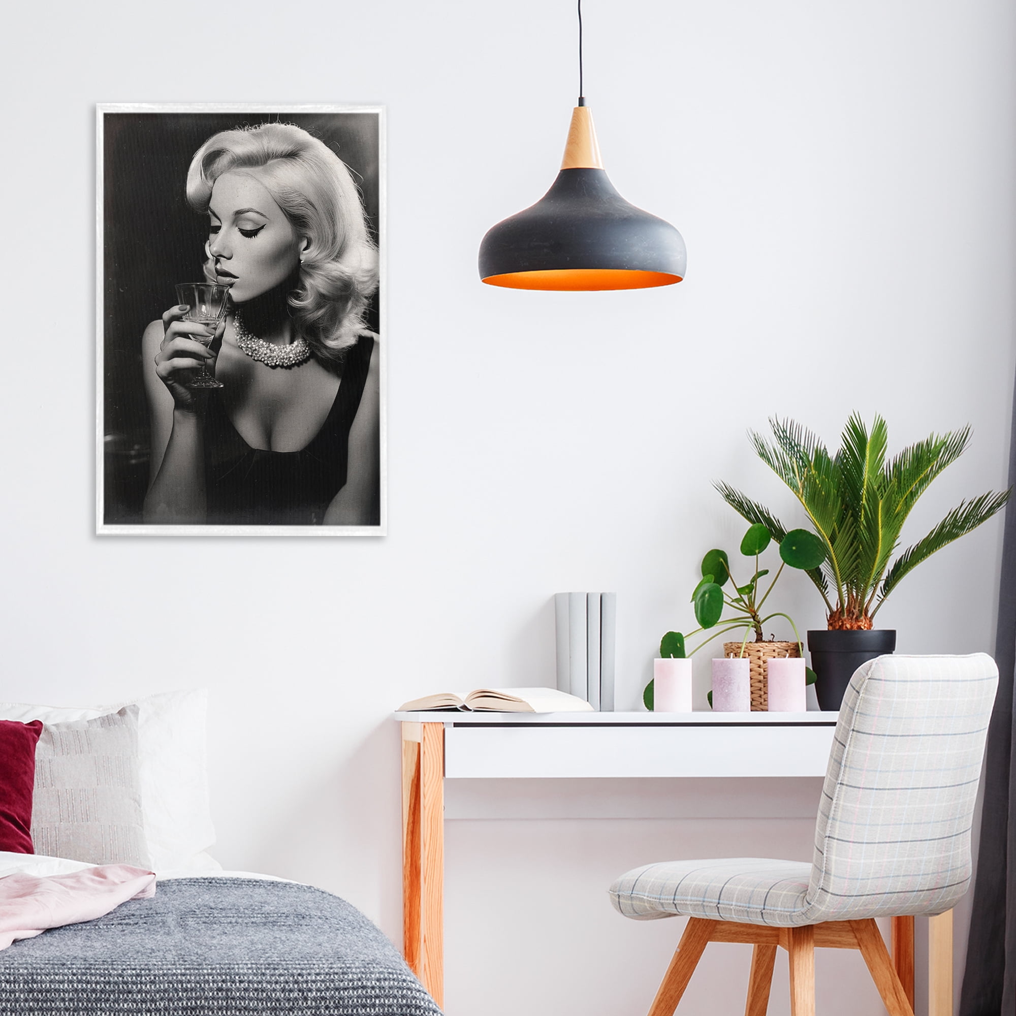 Classic Woman & Martini White Framed Giclee Art, design by Decent Exposures