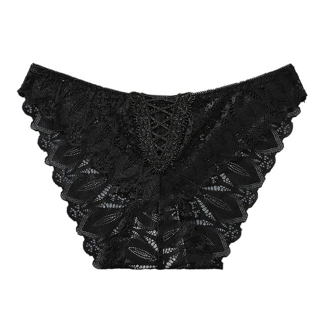 Gibobby Ropa interior de encaje sexy Cintura media para mujer y encaje sexy en el abdomen y las nalgasPure Braguitas breves(Negro,M)