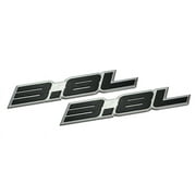 2 x (pair/set) 3.8L Liter Embossed BLACK on Highly Polished Silver Real Aluminum Auto Emblem Badge Nameplate for Buick Chevy Chevrolet Camaro Hyundai Porsche Jeep Wrangler Nissan Chrysler Dodge