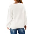thumbnail image 5 of Women Long Sleeve Fall Winter Oversize V-neck Knit Sweater Casual Loose Pullover, 5 of 7