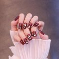 thumbnail image 5 of Uñas postizas HUOGUO Red Diamonds de larga duración, 24 unidades con pegamento, 5 of 5