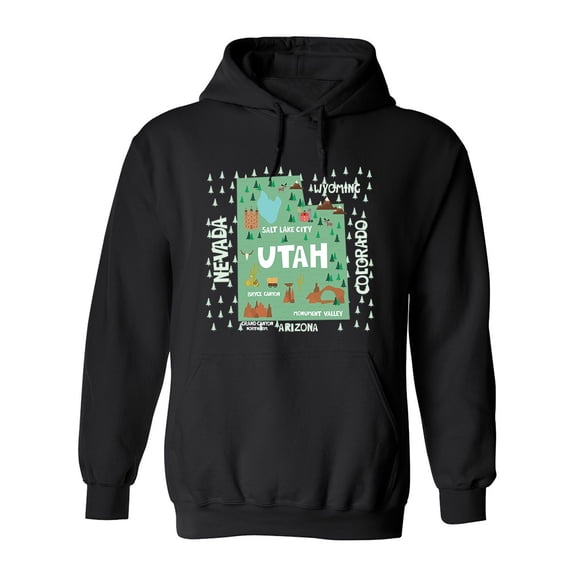 Map Of Utah Doodle Hoodie Men -Image by Shutterstock, Male x-Large
