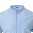 thumbnail image 6 of Thousandth Summer Tops for Men Business Casual Henley Breathable Short Sleeve T-Shirt Trendy Plain Tees V-Neck Slim Fit Tops with Button Placket, 6 of 7