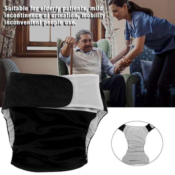 Pa?ales Grandes Para Adultos 4 colores Pa?al deTela Adulto Reutilizable Lavable Pa?al Grande Ajustable Viejo Hombre Cuidado Posoperatorio Para Discapacitados(Black) EOTVIA No