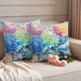 thumbnail image 2 of Spring Flowers Pillow Covers 2 Pack Watercolor Pink Yellow Blue Green Floral Blue Purple Dragonfly Pillowcase Waterproof Outdoor Throw Pillow Cover for Patio Garden Square Cushion 18”x18”, 2 of 9