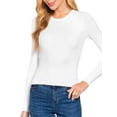 thumbnail image 5 of Made by Olivia Women's Solid Long Sleeve Crew Neck Fitted Ribbed Sweater Top, 5 of 7