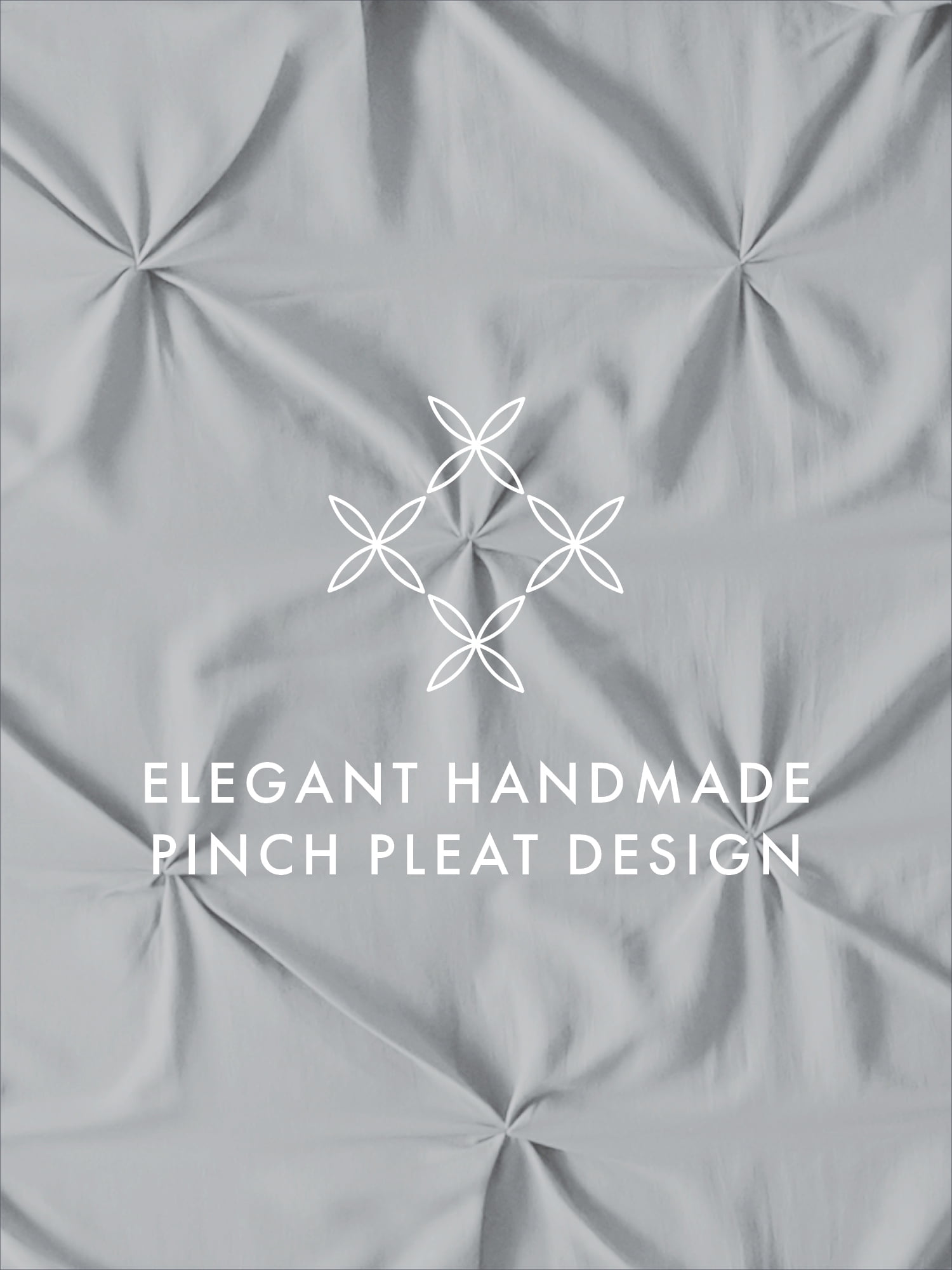 Comfort Canopy - 3 Piece Light Gray Pinch Pleated Duvet Cover Set with Shams for Queen Size Bedding