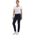 thumbnail image 3 of Vaqueros elásticos ajustados de tiro medio de colores con bolsillos reales completos de algodón 98% coloridos para mujer (regular y grande) Navy10 Short, 3 of 5