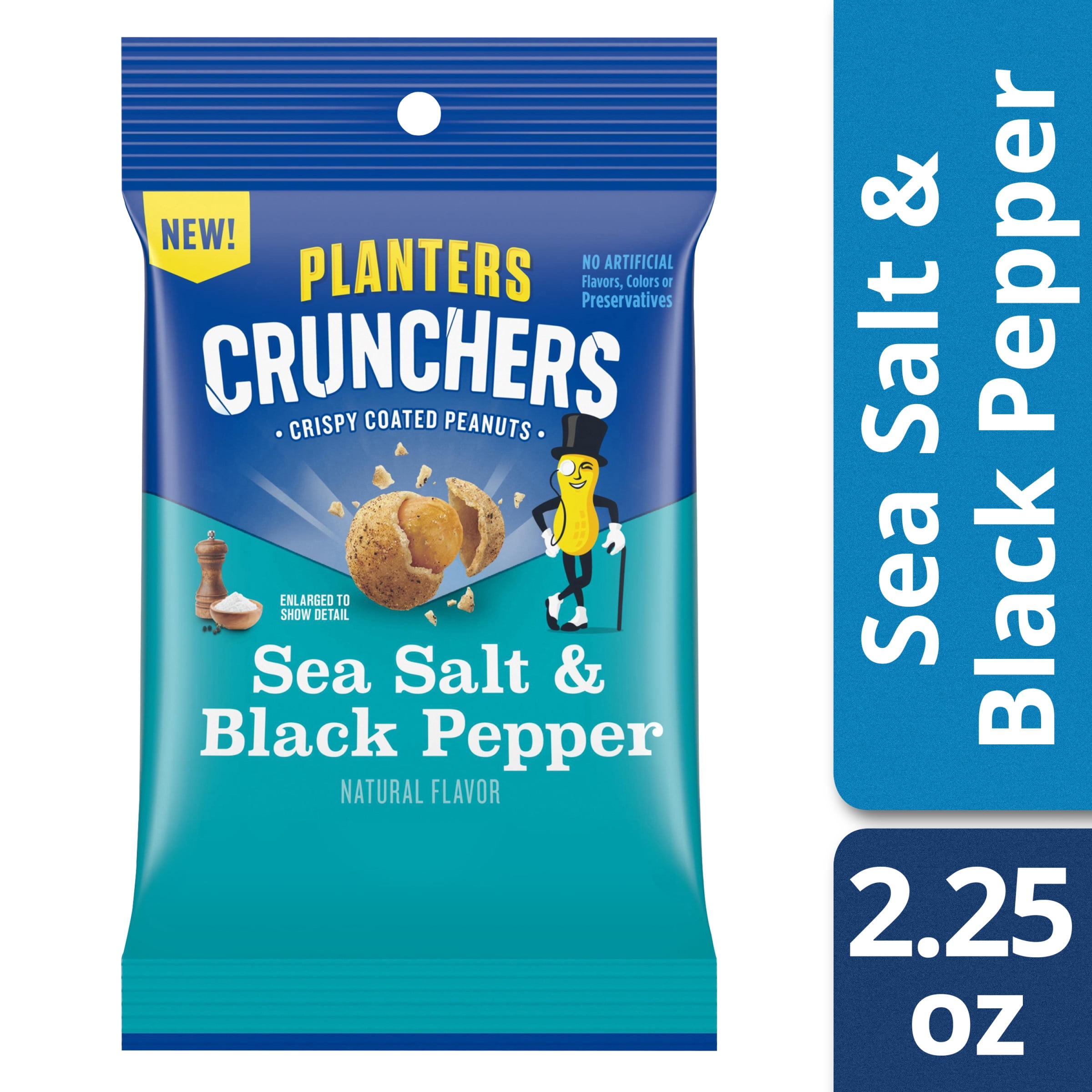 Planters Crunchers Sea Salt and Black Pepper Crispy Coated Peanuts, 2.