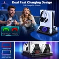 thumbnail image 4 of Pecham Vertical Cooling Fan Stand Fit for PS5/PS5 Slim Console, Dual Controllers and PS Portal Charger, All-in-One Charging Station for PS5 Slim Disc/Digital Editions - Black, 4 of 8
