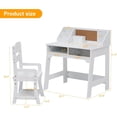 thumbnail image 2 of Historyli Juego de escritorio y silla Acekid,mesa de estudio de madera con compartimentos,estantería,tablón de anuncios y portalápices,mesa de escritura para niños y niñas,color blanco., 2 of 7