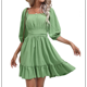 thumbnail image 1 of Vestido Informal de para Mujer, con Mangas Largas Tipo Farol, Cintura Alta y Lazo en la Espalda, Corte A. Verde S, 1 of 10