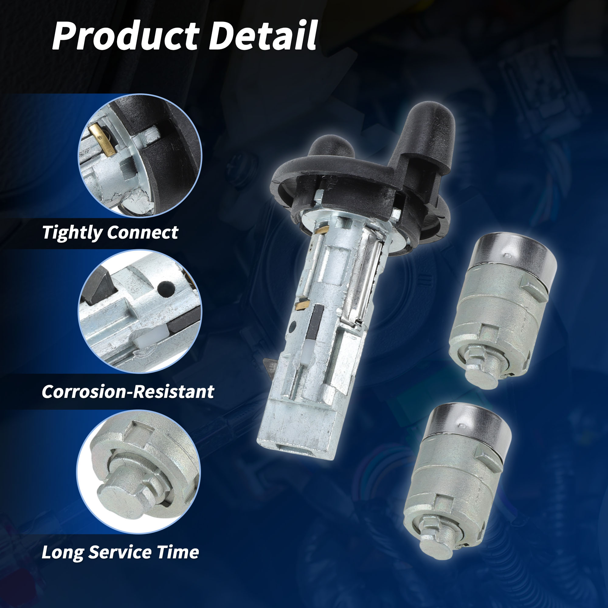 Unique Bargains Ignition Lock Cylinder and Door Lock Cylinder with 2 Keys for Chevrolet Silverado 1500 1999-2000 Ignition Switch Cylinder Lock No.704600/702912/598007