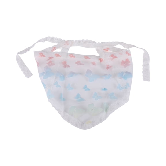 Unique Bargains 1 Pc French Lace Triangle Bandana Butterfly Turban Crochet Hair Scarf for Women Beige Blue