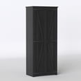 thumbnail image 2 of UPGO 70" Tall Kitchen Pantry, Farmhouse Storage Cabinet with 2 Barn Doors and 5 Adjustable Shelves, Rustic Wood Cupboard for Kitchen, Dining Room, Bathroom, black, 2 of 21