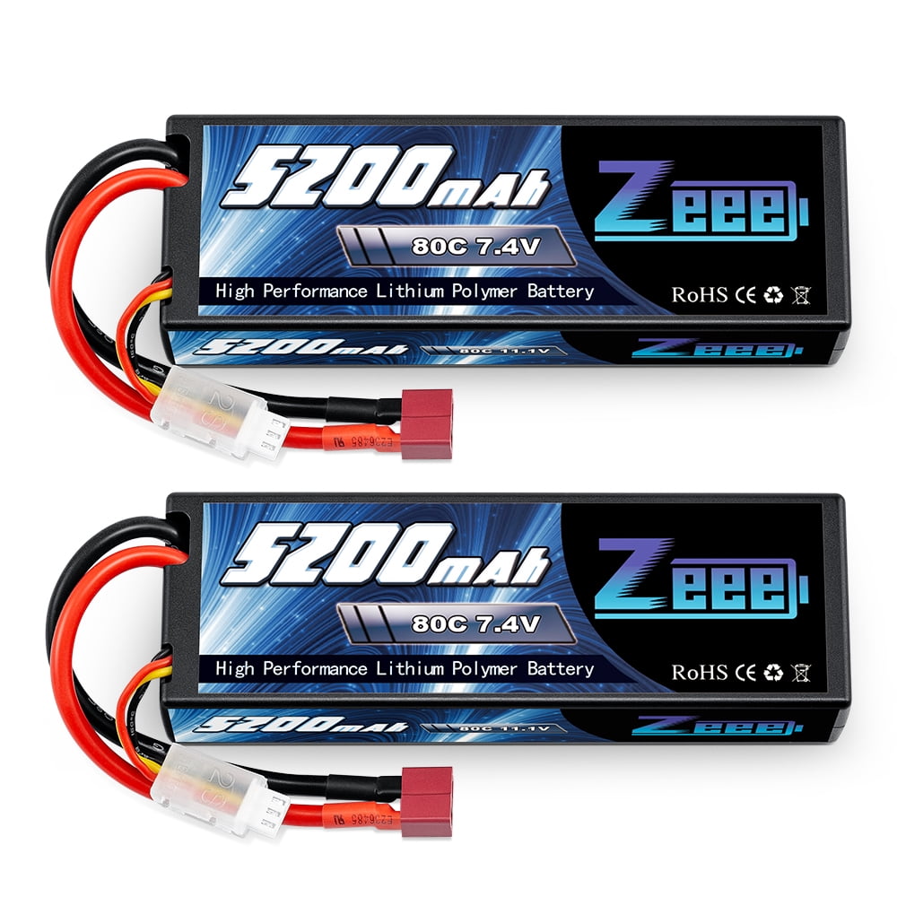 HOOVO 2S LiPo Battery 7.4V 6200mAh 80C Hard Case with Deans Connector Plug for RC Buggy Vehicles Car RC Boat Truck RC Helicopter 