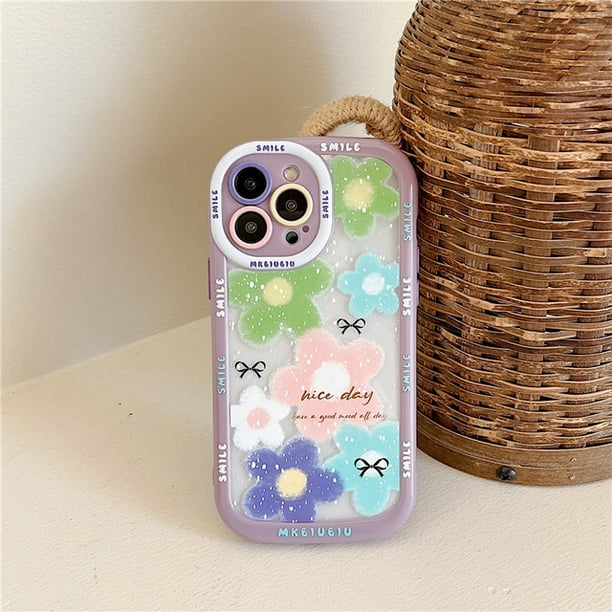 Funda Floral Para iPhone 11 14 Pro Max Silione Colorful Bumper Transaprent Cherry Flower Fundas Para 12 13