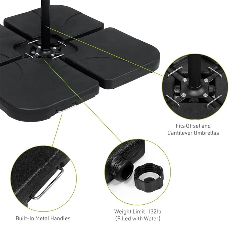 Greemotion Tengram Black Heavy-Duty Plastic Patio Cantilever Umbrella Base
