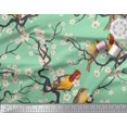 thumbnail image 3 of Soimoi Green polyester Crepe Fabric Fish,Bird & Yacht Bird Decor Fabric Printed BTY 42 Inch Wide, 3 of 3