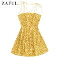 thumbnail image 1 of ZAFUL for Women's Daily Cami Tiny Floral Mini Dress Sun Yellow L, 1 of 5