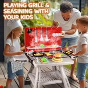 LieGorJi 41PCS Kitchen Playset Toys, Toy Grill for Kids, Pretend Play Food for Toddlers, Cooking Games for 1-3 3-5 5-8 Year Old