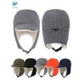 thumbnail image 2 of Deago Winter Trapper Hunting Hat with Visor Windproof Fleece Warm Russian Earflap Caps for Men and Women (Black), 2 of 9