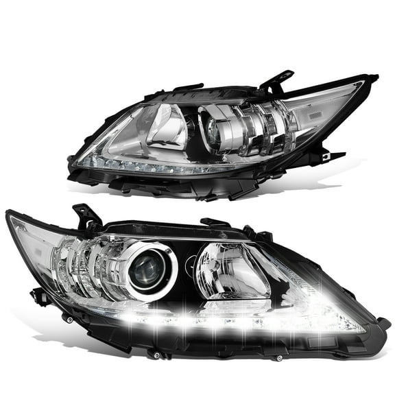 DNA Motoring For 13-15 Lexus ES350 ES300h LED DRL Chrome Clear Projector Headlight Lamps Pair