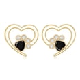 thumbnail image 3 of Rosec Jewels Black Onyx Paw Stud Earrings with Screw Back - AAA Quality - Heart Shape Black Onyx with Diamond - with Jewelry Box, 10K Yellow Gold, 3 of 7
