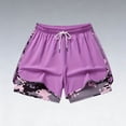 thumbnail image 2 of Women Drawstring Athletic Shorts with Pockets Elastic Waist Summer Sports,Purple,2XL, 2 of 4
