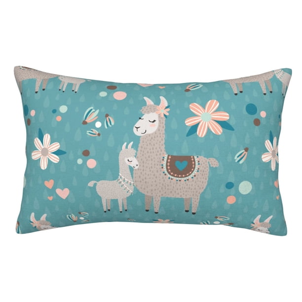 Balery Teal Mama Llama Funda de Cojín Estampada, Regalos para Mujeres, Regalos de Amor para Ella, Regalos para Novia o Esposa, Funda de Almohada-20"x30"