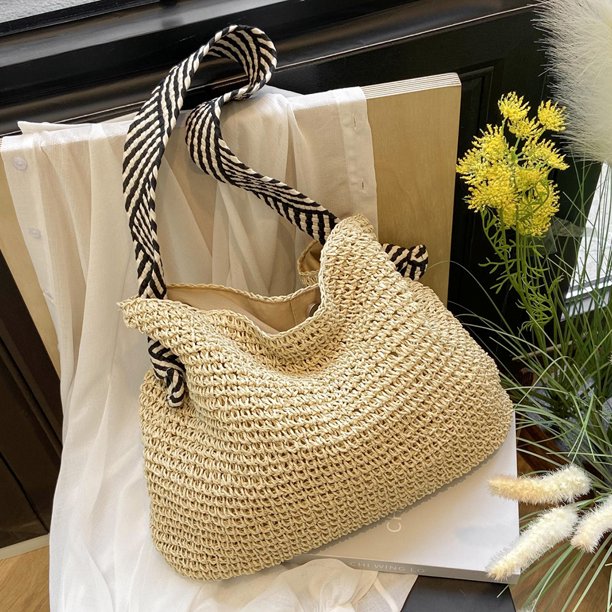 Bolso de viaje tejido Ndcxsfigh bolso de playa de paja gran capacidad