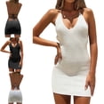 thumbnail image 4 of GENEMA Women Sleeveless Halter V-Neck Knit Bodycon Mini Dress Sexy Backless Clubwear, 4 of 13