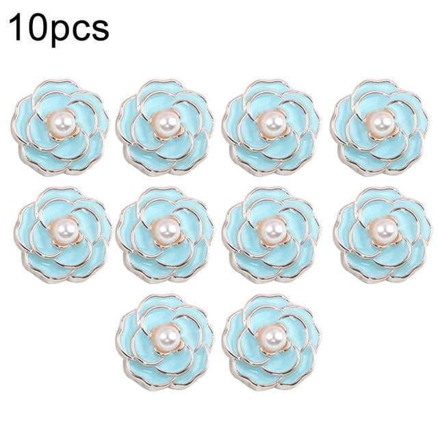 BUYISI Diy Projects Diamond Flower Embellishment Flat Back Design Rhinestone Flower Pearl Embellishment Diy Wedding Scrapbook Blue