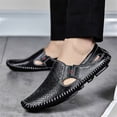 thumbnail image 5 of Domuza Mens Leather Driving Loafers, Lightweight Slip On Breathable Walking Boat Shoes, Comfortable Flat Outdoor Casual Moccasin Daily Wear Shoes Black 9.5 (EU-44), 5 of 5