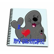 3dRose I Love my Grandpa. Seals. Blue. Kids dï¿½cor. - Mini Notepad, 4 by 4-inch