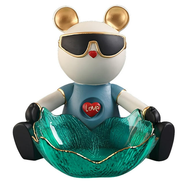 Estatuil de oso , aperitivos decorativos, bandeja macenamiento de lves, soporte para joyería, decoración nórdica para sa de estar, Sunnimix Bandeja organizadora de estatuas