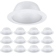 12-Pack 6 Inch Classic White Recessed Light Trim, Step Baffle with Detachable Ring, Full Metal, for 6 Inch Recessed Can, Fit Halo/Juno Remodel Housing, White