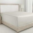 thumbnail image 1 of California Design Den King Size Fitted Sheet Only, Softest 400 Thread Count 100% Cotton Sateen, Deep Pocket, All-Around Elastic, Side Indicators - Ivory, 1 of 7
