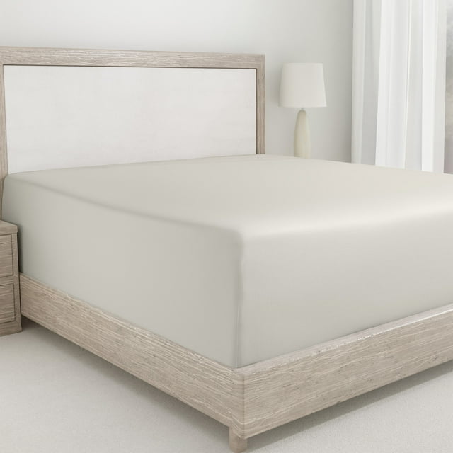 California Design Den King Size Fitted Sheet Only, Softest 400 Thread Count 100% Cotton Sateen, Deep Pocket, All-Around Elastic, Side Indicators - Ivory